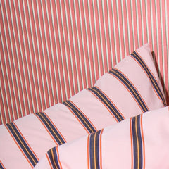 Cotton Percale Duvet Cover Set Pink Stripe