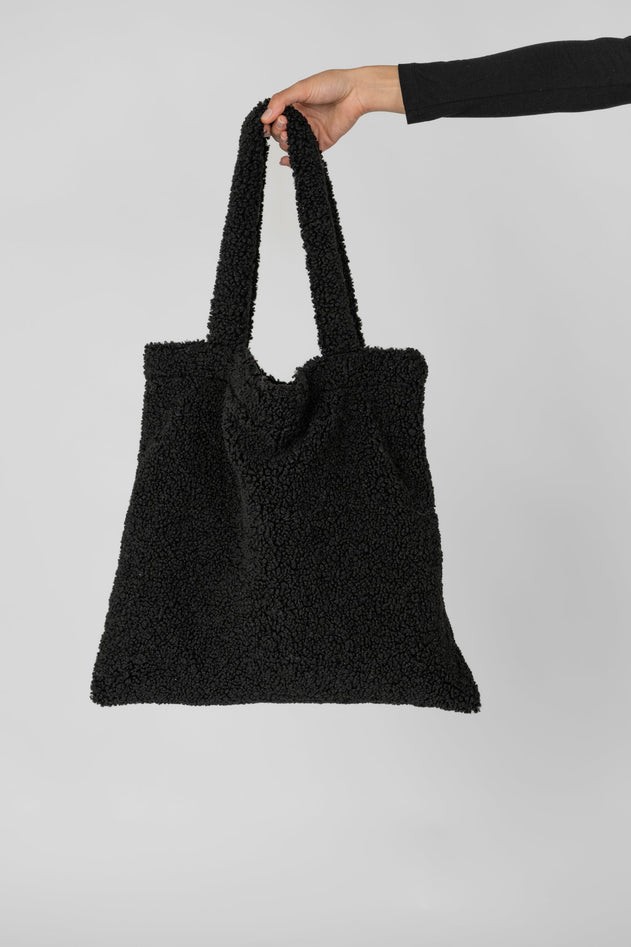 Teddy Fleece Shopper Bag Black