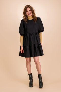 Tiered Mini Dress Black