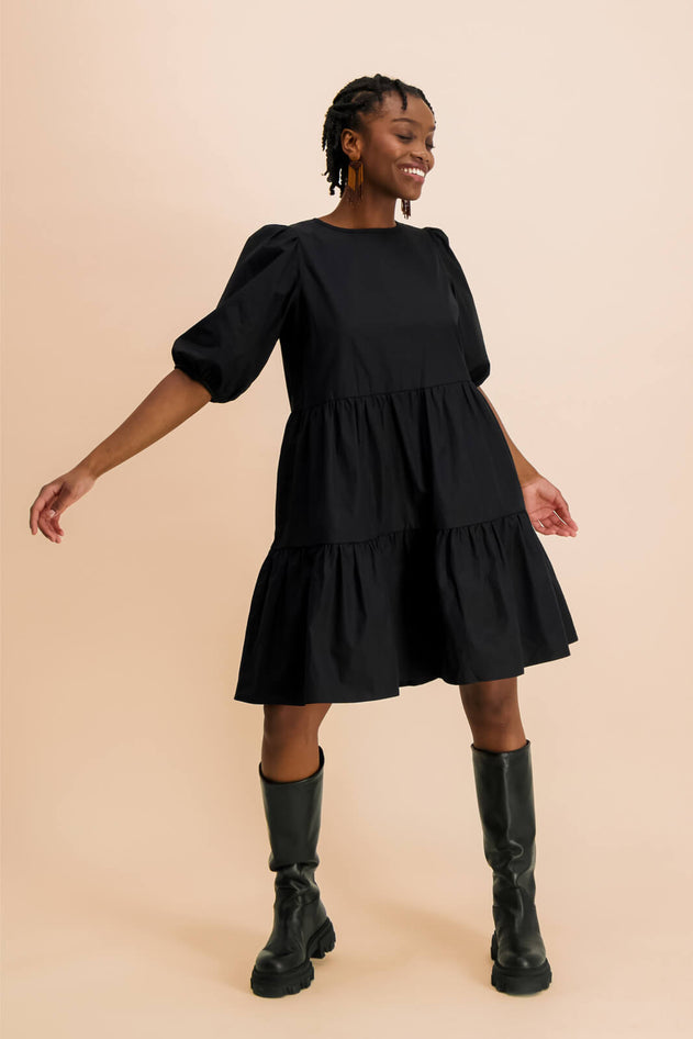 Tiered Mini Dress Black