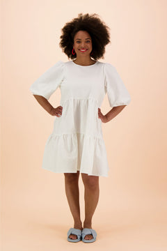 Tiered Mini Dress White
