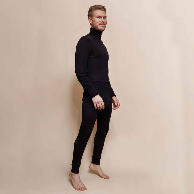 Men's Merino Silk Polo Shirt Black