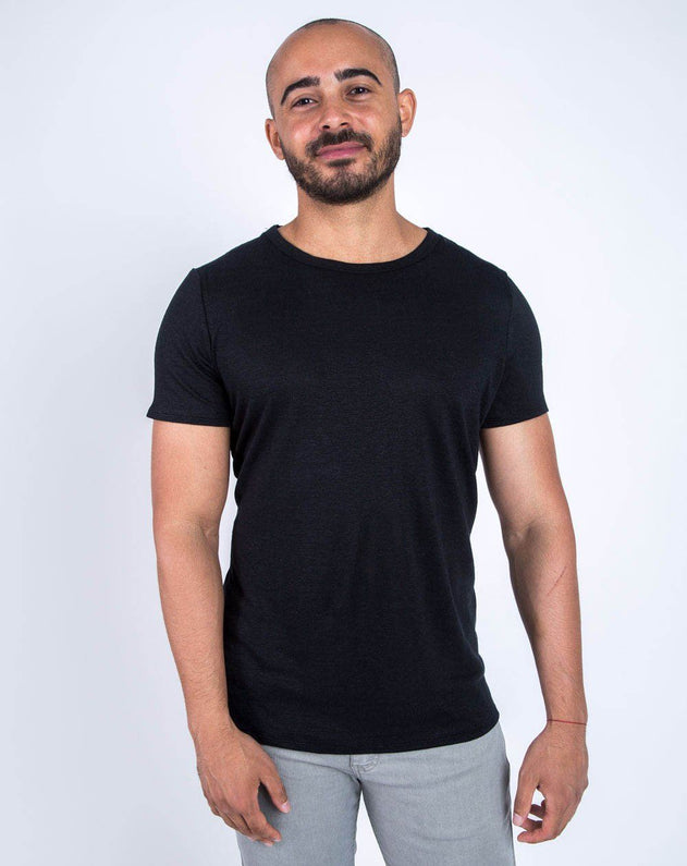 Zumoi Men's Linen T-Shirt Black