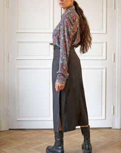 Zenas Midi Wool Skirt Noir