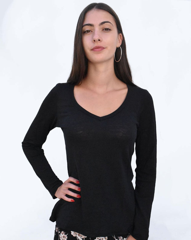 Zieza Linen Top Black