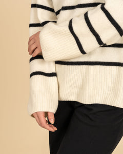 Utu Merino Wool Polo Knit Striped White