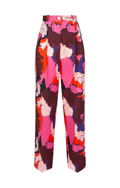 Veltelini Wide Leg Suit Trousers Pink Leaves